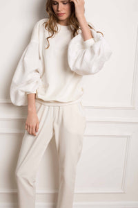Tracksuit with linen sleeves
